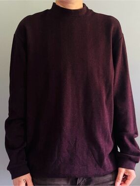Topman Men's Mock Turtleneck Sweater in Burgundy Herringbone